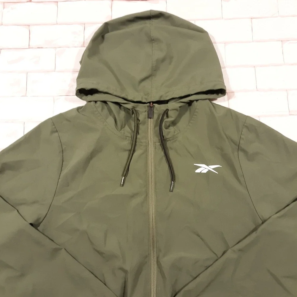 Reebok Windbreaker Jacket Mens Size Small Track Warm-Up Green Colorblock